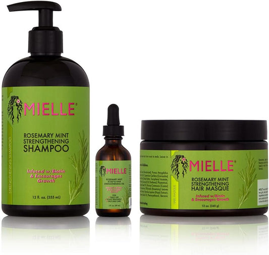 Mielle Organics Mielle/Romarin Menthe Fortifiant/Shampooing/Masque capillaire/Huile de renforcement du cuir chevelu et des cheveux (sérum)/Offre/Coffret cadeau